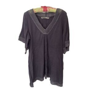 ATHLETA Mariana Tunic Swim Cover Up Sz M Gray Crochet 100% Cotton